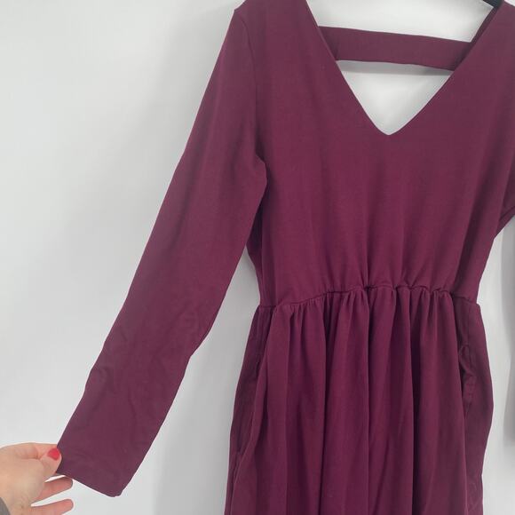 Tonlé Women's Plum Purple Stretch Midi Long Sleeve Dress Size Large - Picture 9 of 12